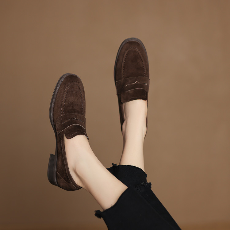 deep-mouth-flat-shoes-womens-simple-slip-on-in-brown-or-black Deep Mouth Flat Shoes - Women's Simple Slip-On in Brown or Black