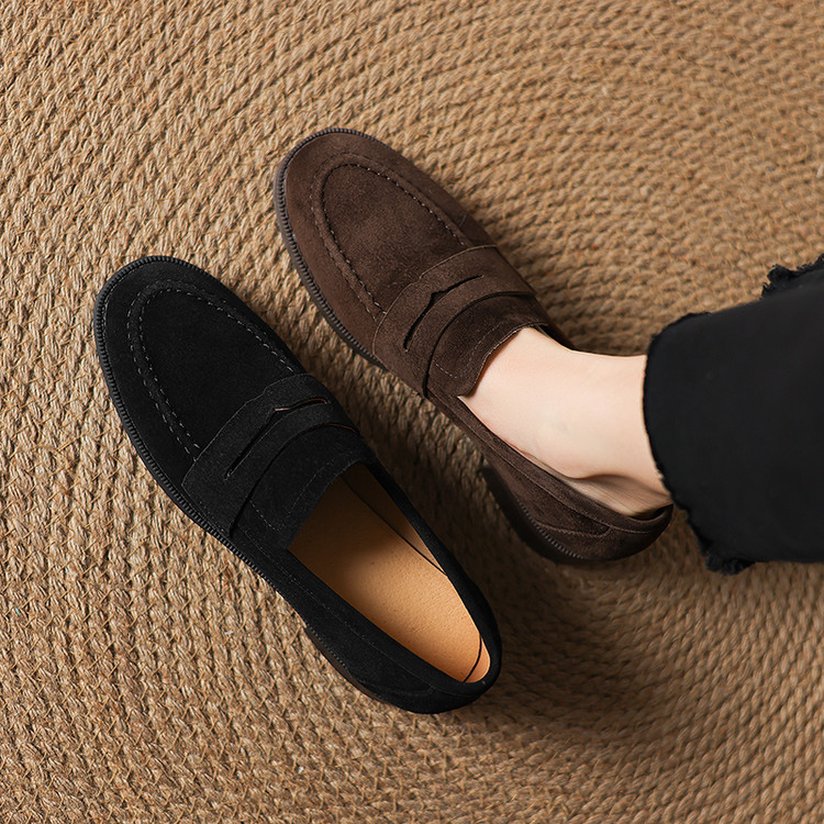 deep-mouth-flat-shoes-womens-simple-slip-on-in-brown-or-black_3 Deep Mouth Flat Shoes - Women's Simple Slip-On in Brown or Black