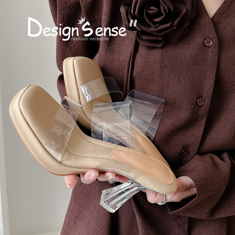 Women's High Heel One-Strap Slide Sandals with Platform