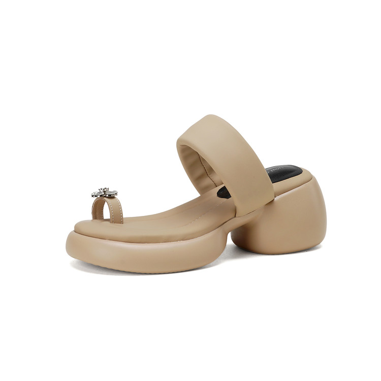 Women's Thong Sandals with Chunky Mid Heel and Height Boost